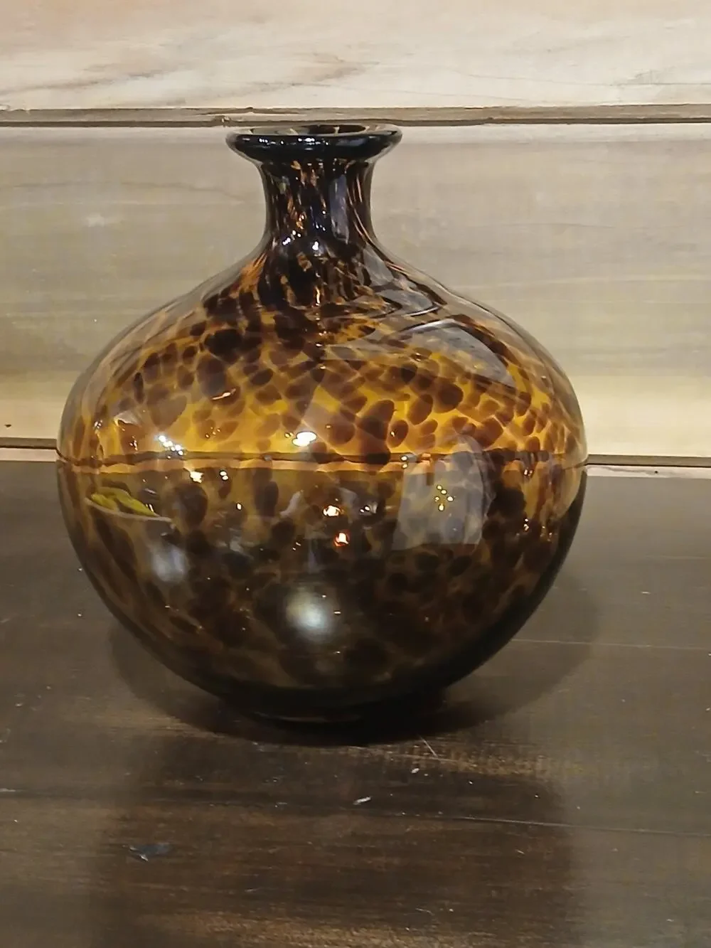 Vintage Tortoiseshell Blown Glass Vase 8